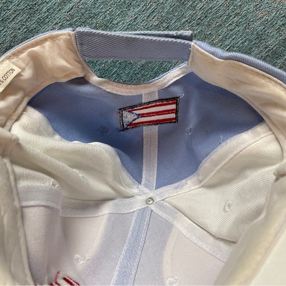 Puerto Rico Flag Hats Adjustable Back  Color White With Light Blue - Picture 10 of 10